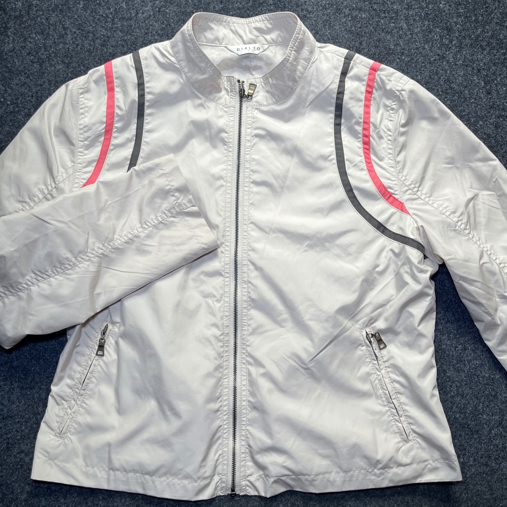 Dialto Windbreaker Jacket Women‎ S White Sporty Racing Stripe Zip Up